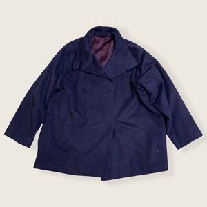 Unknown Wool Blend Silk Lined Navy Purple Coat